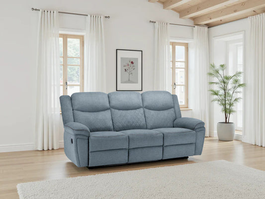 Myra Recliner Sofa Grey Fabric 3 Seater Furniture World