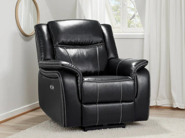 Galaxy Tech Electric Recliner Armchair Black Leather Furniture World