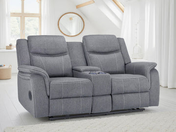 Galaxy Tech Electric Recliner 2 Seater Grey Fabric Furniture World