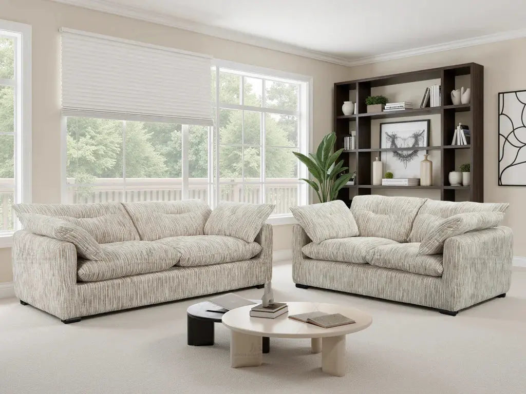 Quetta Sofa Grey/Silver 3+2 Set Furniture World