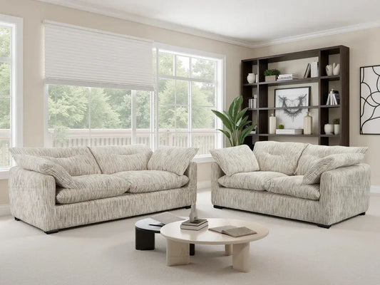 Quetta Sofa Grey/Silver 3+2 Set Furniture World