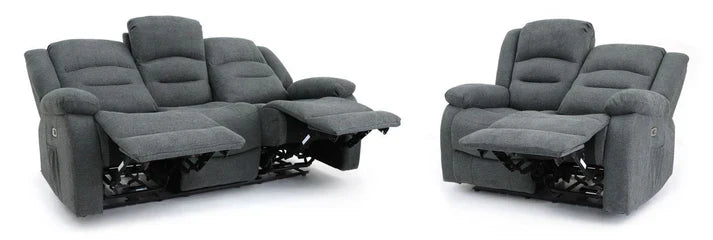 Alva Electric Recliner Sofa Graphite 3+2 Set with USB-C, Cup Holders & Storage Furniture World