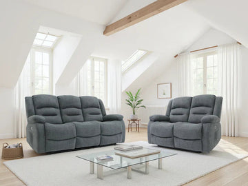 Alva Electric Recliner Sofa Graphite 3+2 Set with USB-C, Cup Holders & Storage Furniture World