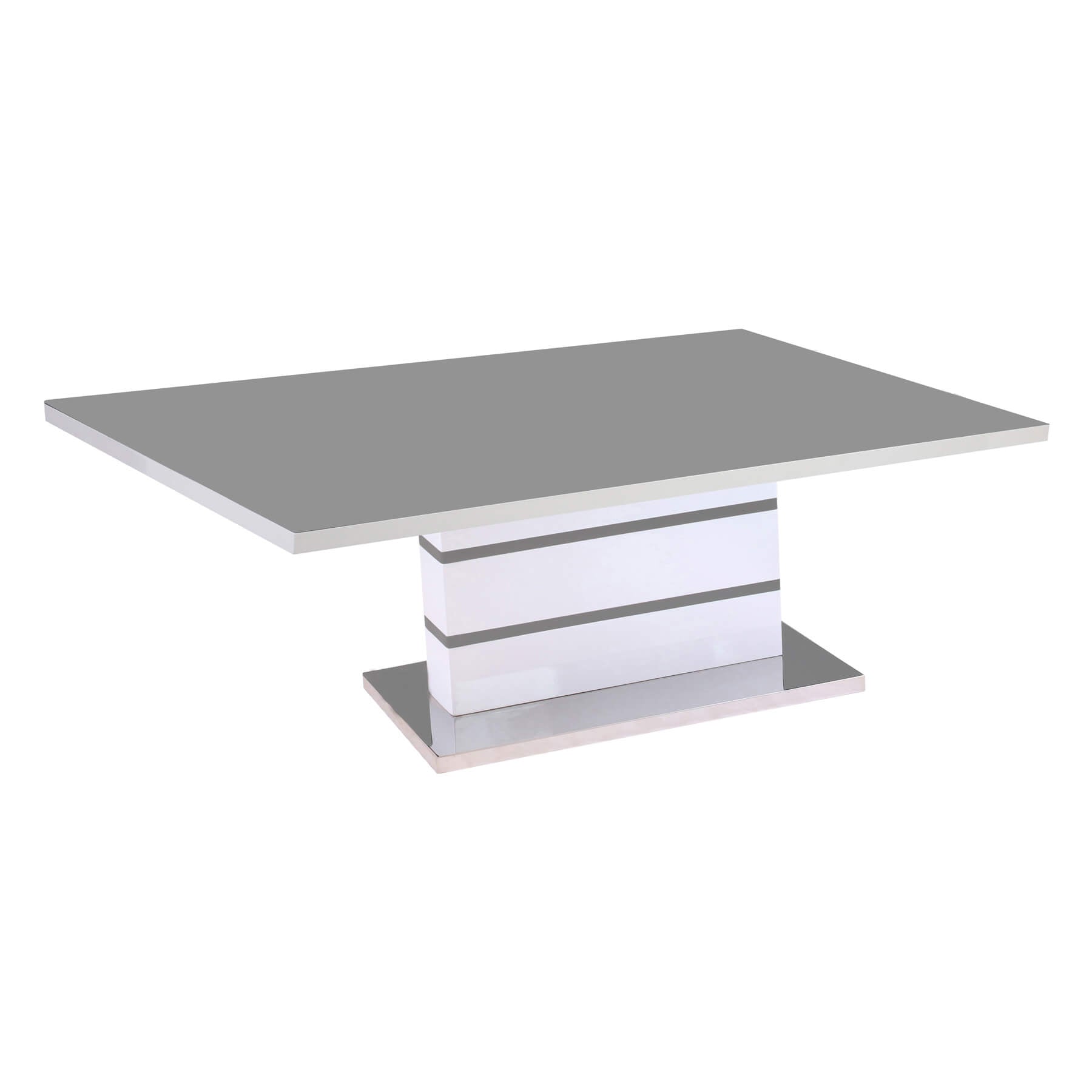 Aldridge High Gloss Coffee Table White with Grey Glass Top Furniture World