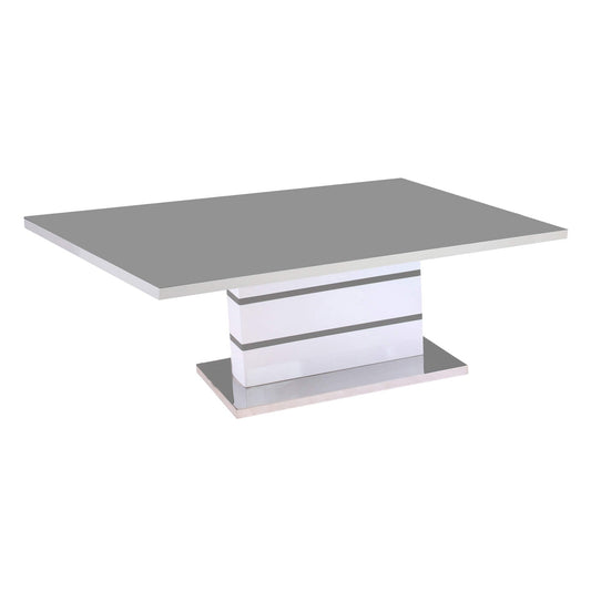Aldridge High Gloss Coffee Table White with Grey Glass Top Furniture World