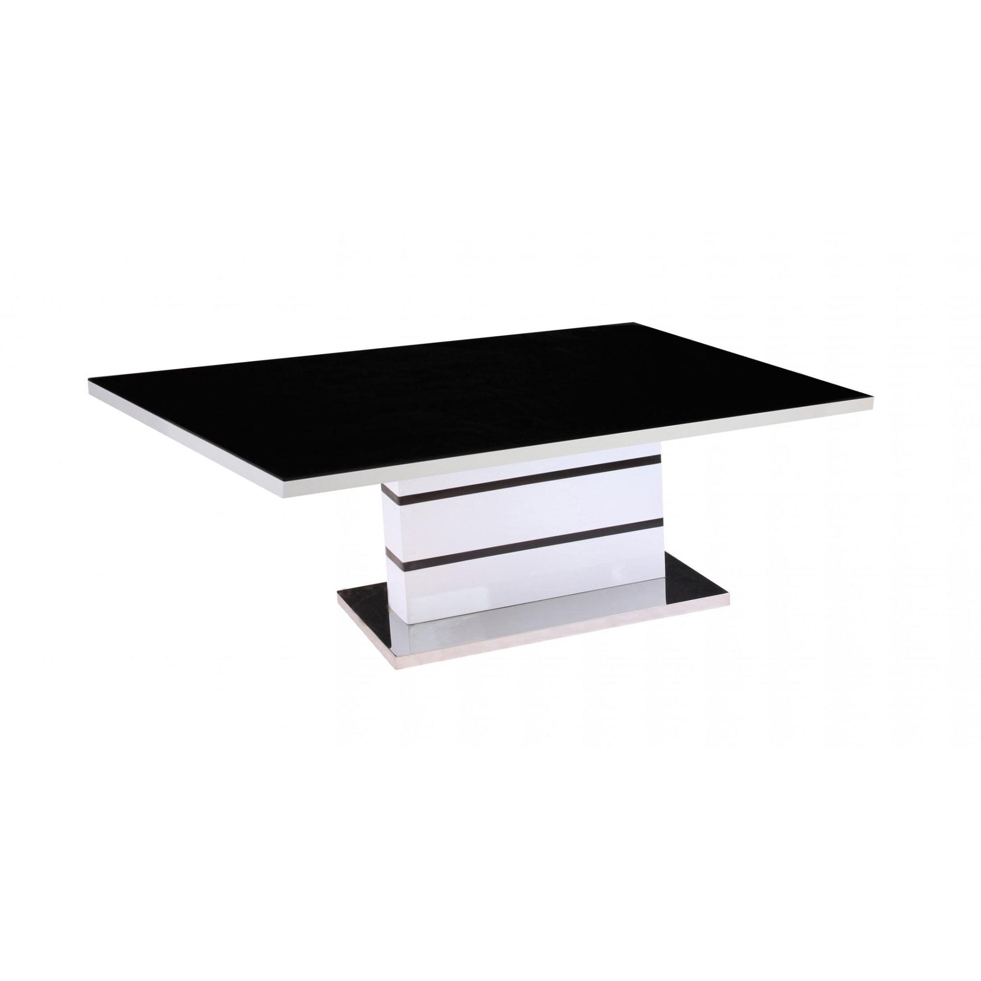 Aldridge High Gloss Coffee Table White with Black Glass Top Furniture World