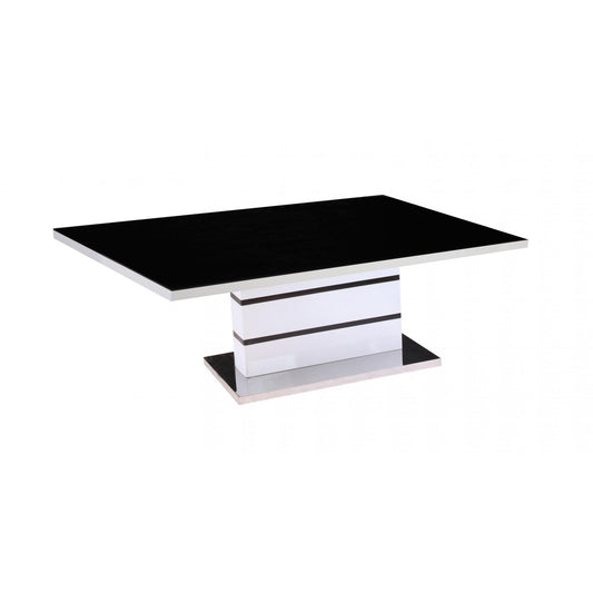 Aldridge High Gloss Coffee Table White with Black Glass Top Furniture World
