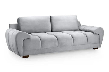 Azzuro Sofa Grey 3 Seater Velvet Sofabed with Storage & Anti-Slip Feet Furniture World