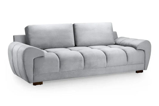 Azzuro Sofa Grey 3 Seater Velvet Sofabed with Storage & Anti-Slip Feet Furniture World