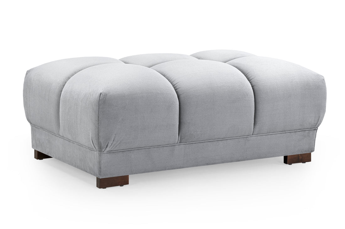 Azzuro Grey Velvet Footstool Furniture World