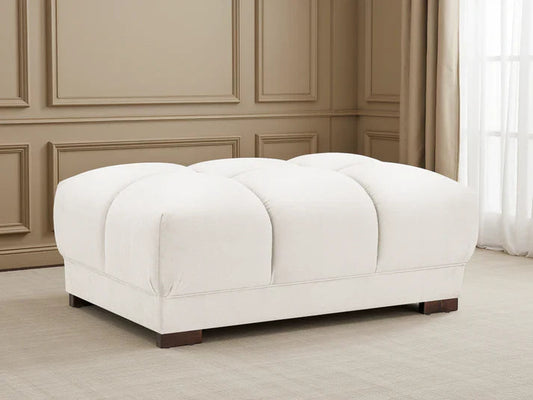 Azzuro Sofa Cream Velvet Footstool with Anti-Slip Feet – Elegant Ottoman Furniture World