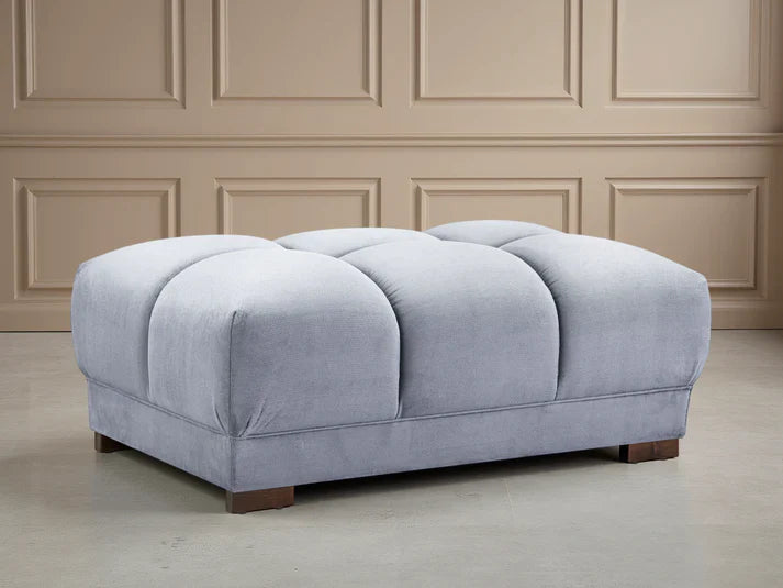 Azzuro Grey Velvet Footstool Furniture World