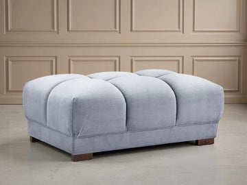 Azzuro Grey Velvet Footstool Furniture World
