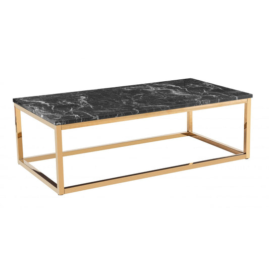 Camelot Marble Effect Coffee Table with Gold Chrome Legs | Modern Coffee Table Furniture World