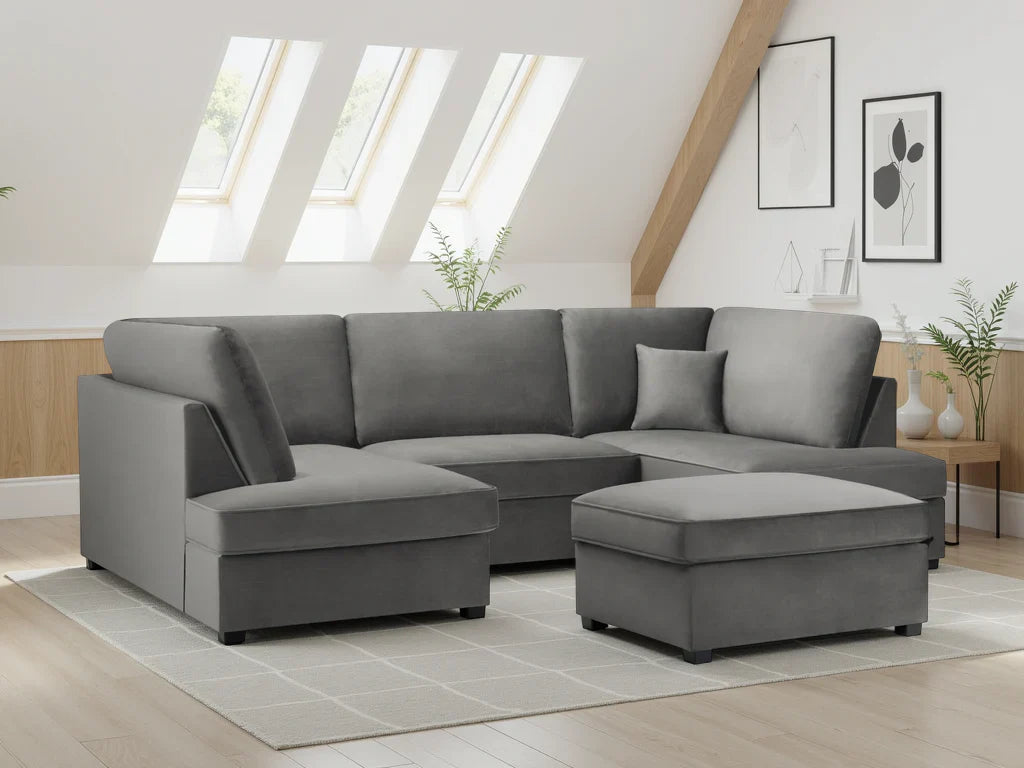 Carnaby Sofa Plush Grey U Shape Corner Furniture World