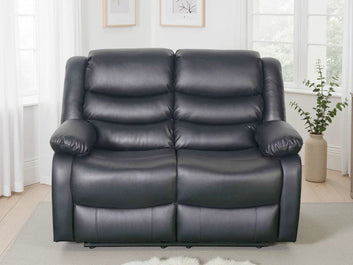 Conrad Manual Recliner Sofa Black 2 Seater Furniture World
