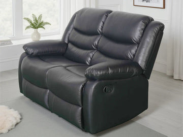 Conrad Manual Recliner Sofa Black 2 Seater Furniture World