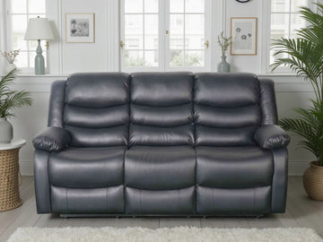 Conrad Manual Recliner Sofa Black 3 Seater Furniture World