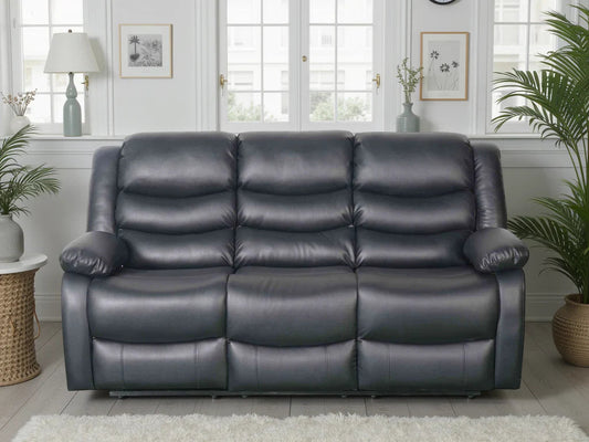 Conrad Manual Recliner Sofa Black 3 Seater Furniture World