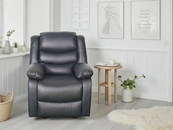 Conrad Manual Recliner Sofa Black Armchair Furniture World