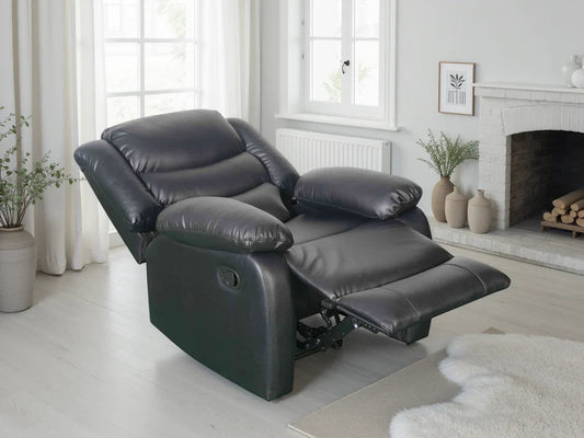Conrad Manual Recliner Sofa Black Armchair Furniture World