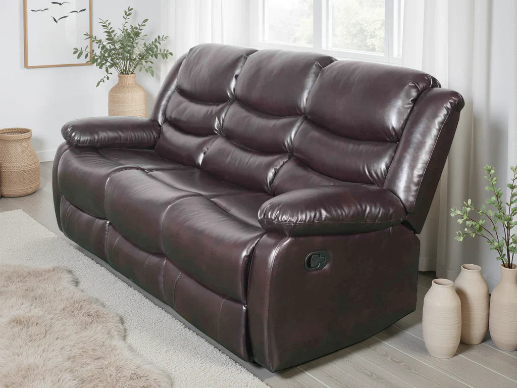 Conrad Manual Recliner Sofa Brown 3 Seater Furniture World