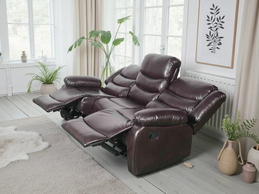 Conrad Manual Recliner Sofa Brown 3 Seater Furniture World