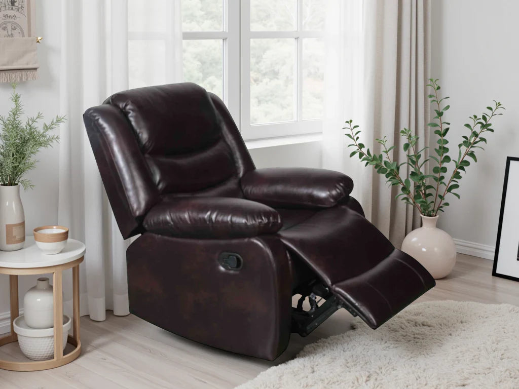 Conrad Manual Recliner Sofa Brown Armchair Furniture World