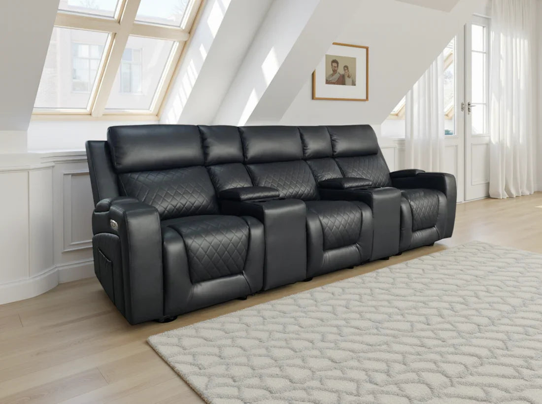 Florence Cinema Sofa Black 3 Seater Furniture World
