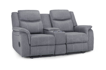 Galaxy Tech Electric Recliner 2 Seater Grey Fabric Furniture World