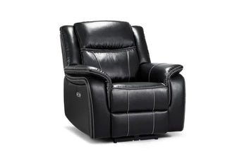 Galaxy Tech Electric Recliner Armchair Black Leather Furniture World