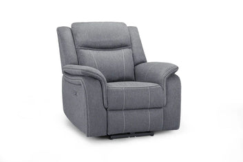 Galaxy Tech Electric Recliner Armchair Grey Fabric Furniture World