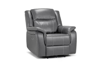 Galaxy Tech Electric Recliner Armchair Grey Leather Furniture World