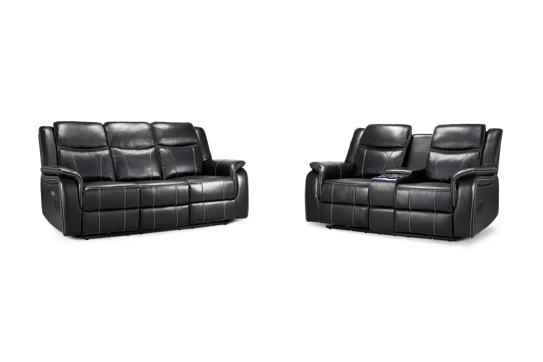 Galaxy Tech Electric Recliner Sofa Black 3+2 Set Furniture World