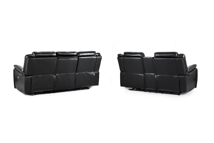 Galaxy Tech Electric Recliner Sofa Black 3+2 Set Furniture World