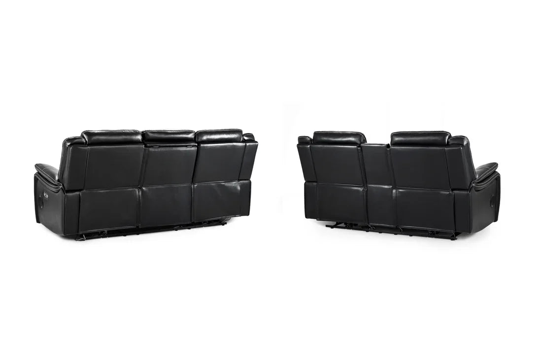 Galaxy Tech Electric Recliner Sofa Black 3+2 Set Furniture World