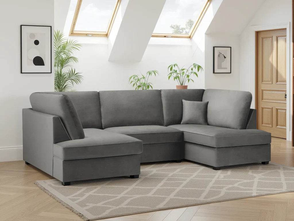 Carnaby Sofa Plush Grey U Shape Corner Furniture World