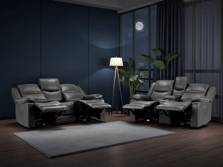 Harald Electric Recliner Sofa Black 3+2 Seater | High-Back Comfort Furniture World