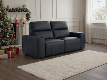 Bellagio Genuine Leather Electric Recliner Sofa Black 2 Seater Furniture World