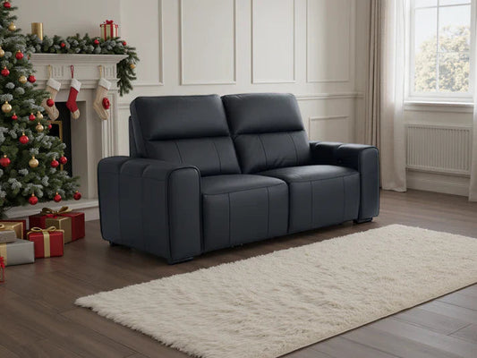 Bellagio Genuine Leather Electric Recliner Sofa Black 2 Seater Furniture World