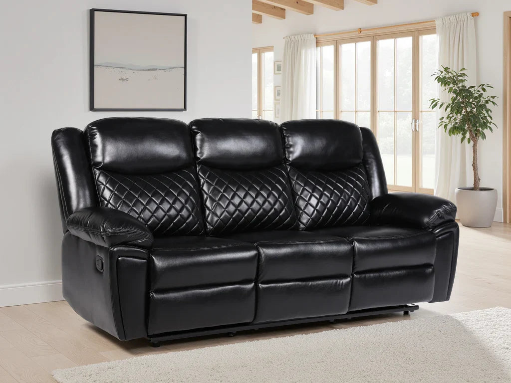 Myra Recliner Sofa Black 3 Seater Furniture World