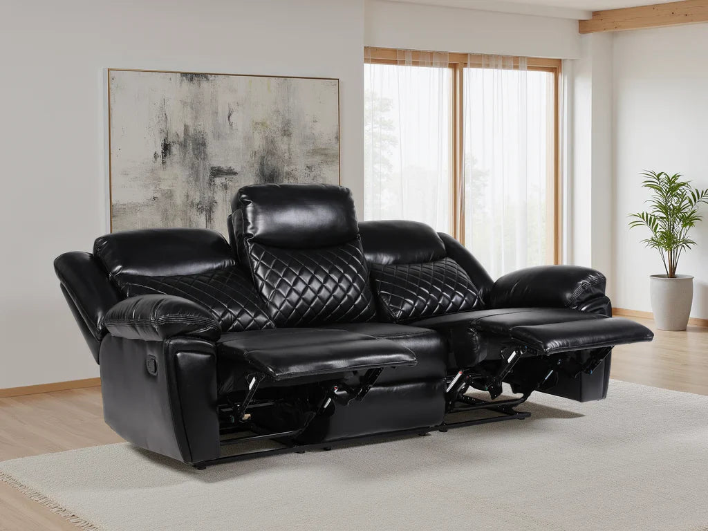 Myra Recliner Sofa Black 3 Seater Furniture World