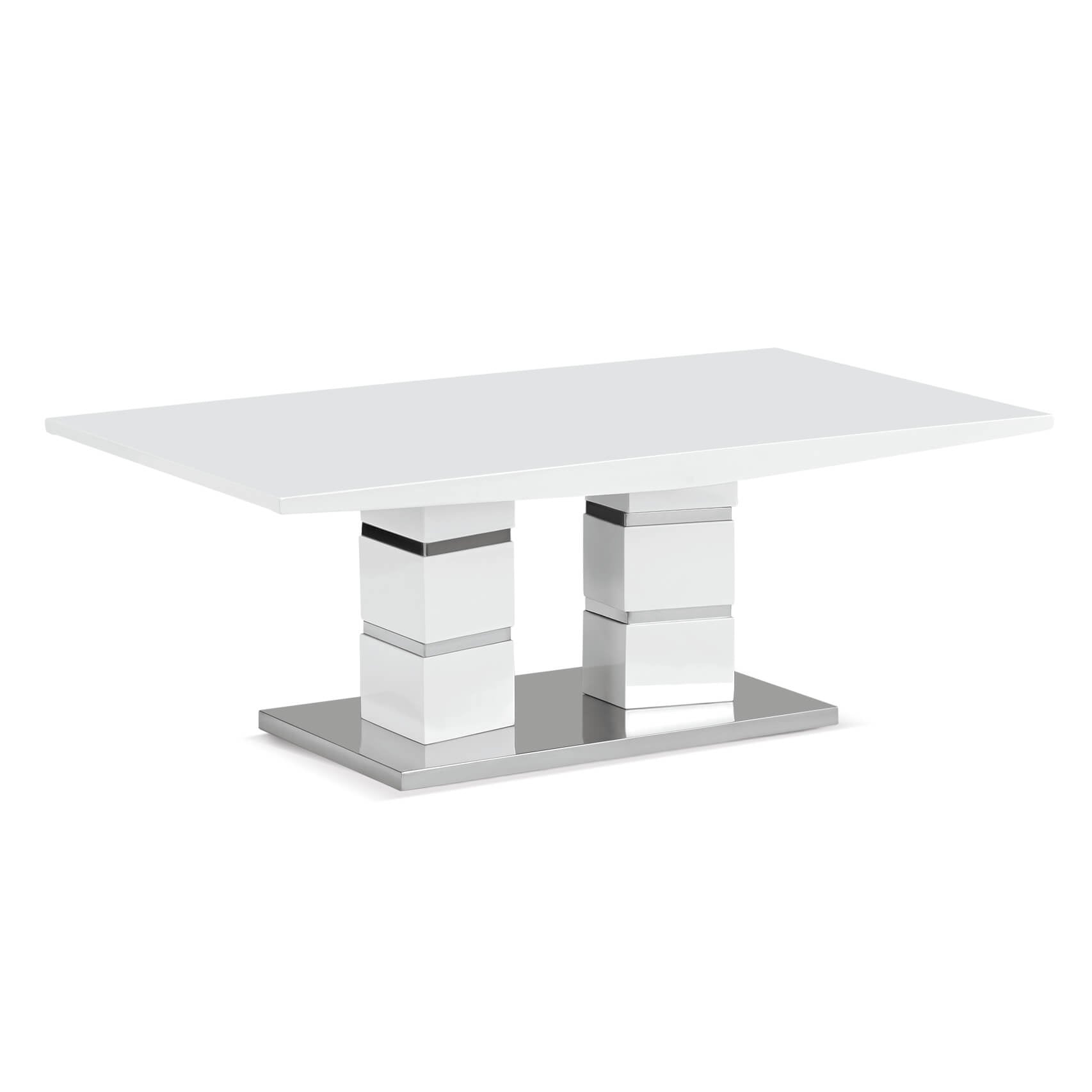 Janelle High Gloss White Coffee Table with Stainless Steel Base | Modern Table Furniture World