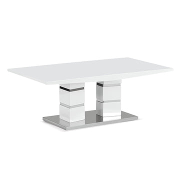 Janelle High Gloss White Coffee Table with Stainless Steel Base | Modern Table Furniture World