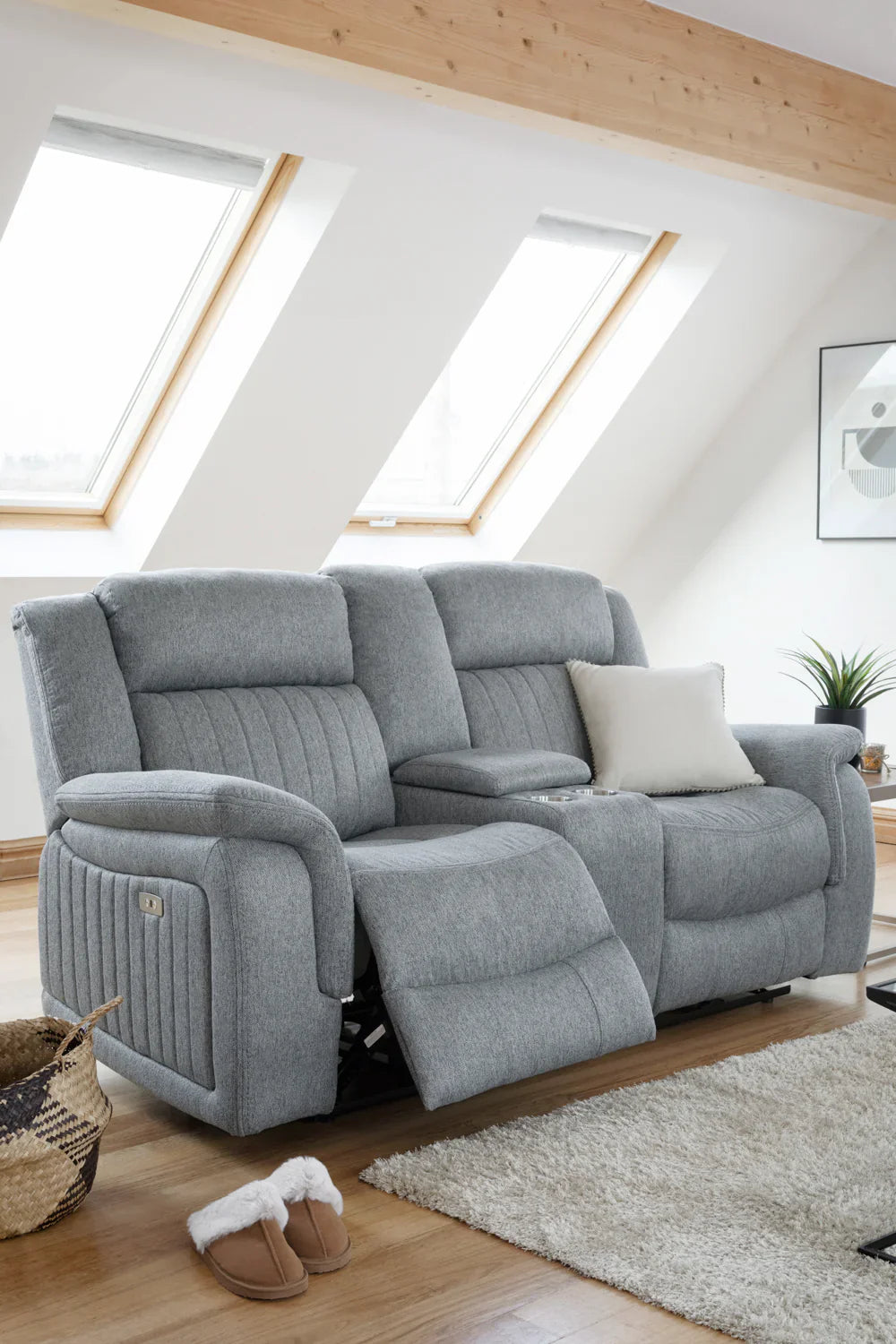 Linden Electric Recliner Sofa Grey 2 Seater Furniture World