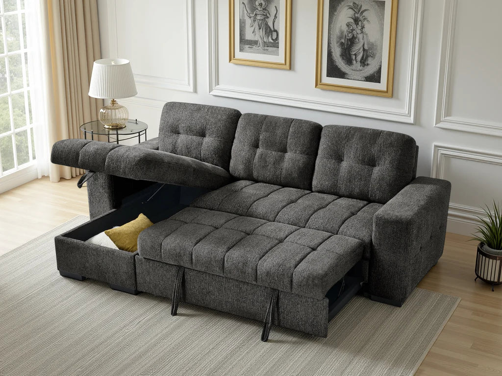 modern 3 seater sofa bed UK grey convertible sofa bed