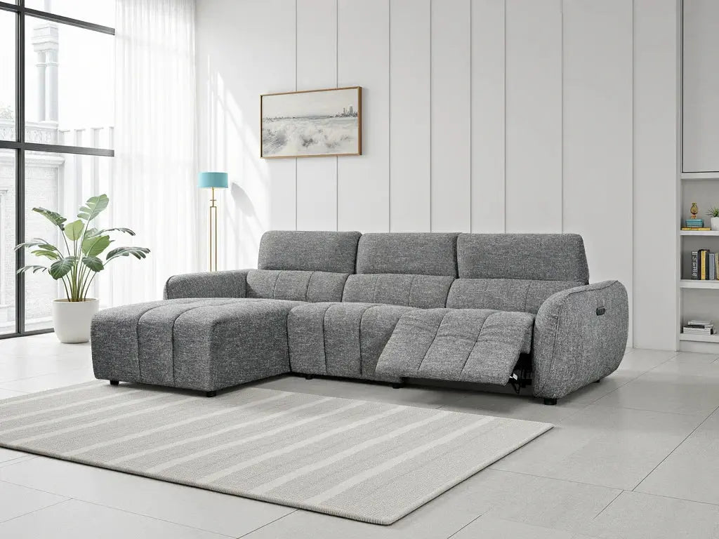 Turin Electric Recliner Sofa Charcoal Left Hand Furniture World