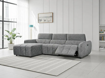 Turin Electric Recliner Sofa Charcoal Left Hand Furniture World