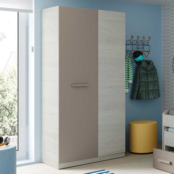 Almiron White & Grey Ash 2 Door Wardrobe - 3221 Furniture World