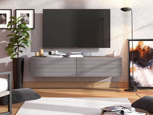 Amarentis Graphite Grey Wall Mounted Floating Wide Large TV Unit - 11013549 Furniture World
